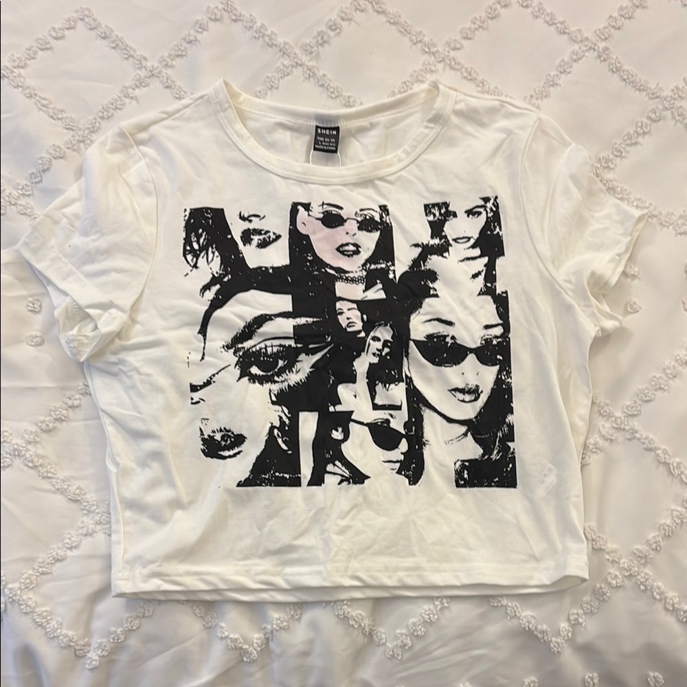 Graphic White Crop Top
